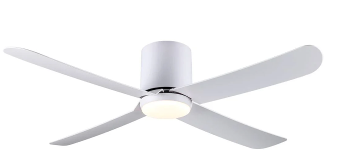 Arlec Hugo 127cm Matte White Hugger 4 Blade AC Ceiling Fan With CCT LED Light